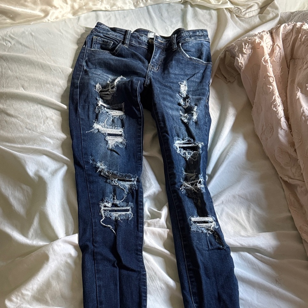 KanCan Dark Blue Distressed Skinny Jeans